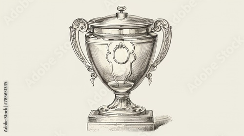 a drawing of a trophy on a pedestal