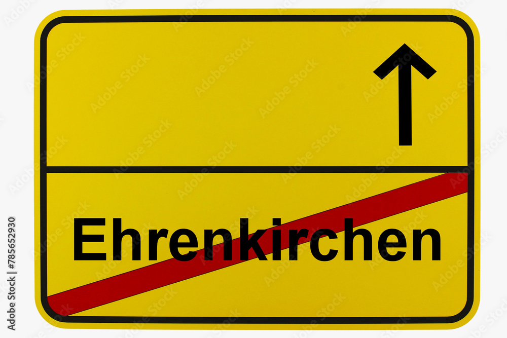 Illustration eines Ortsausgangsschildes von Ehrenkirchen in Baden-Württemberg - obrazy, fototapety, plakaty 