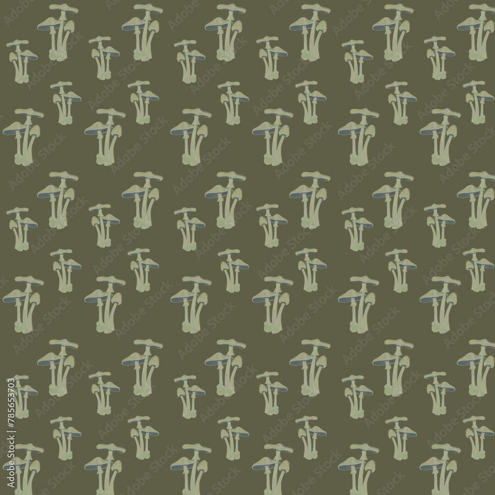 Background for textile design from seamless forest natural pattern with mushrooms. Background for textile design from seamless forest natural pattern with mushrooms.