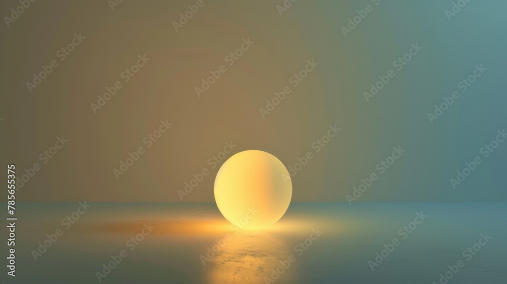 Single glowing sphere on bright background. Concentrated Light