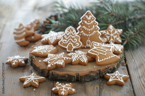 Wooden Plate With Iced Cookies