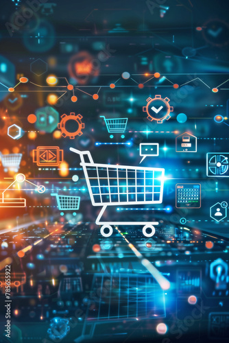 Digital marketing media E-commerce info graphic and online shopping concept with icons concept.
