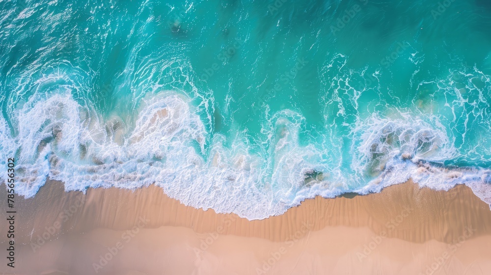 Ocean waves top view, beach scene summer holiday banner, top view Ocean waves top view, beach scene summer holiday banner, top view