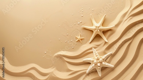 Sand with Starfish on top view Background