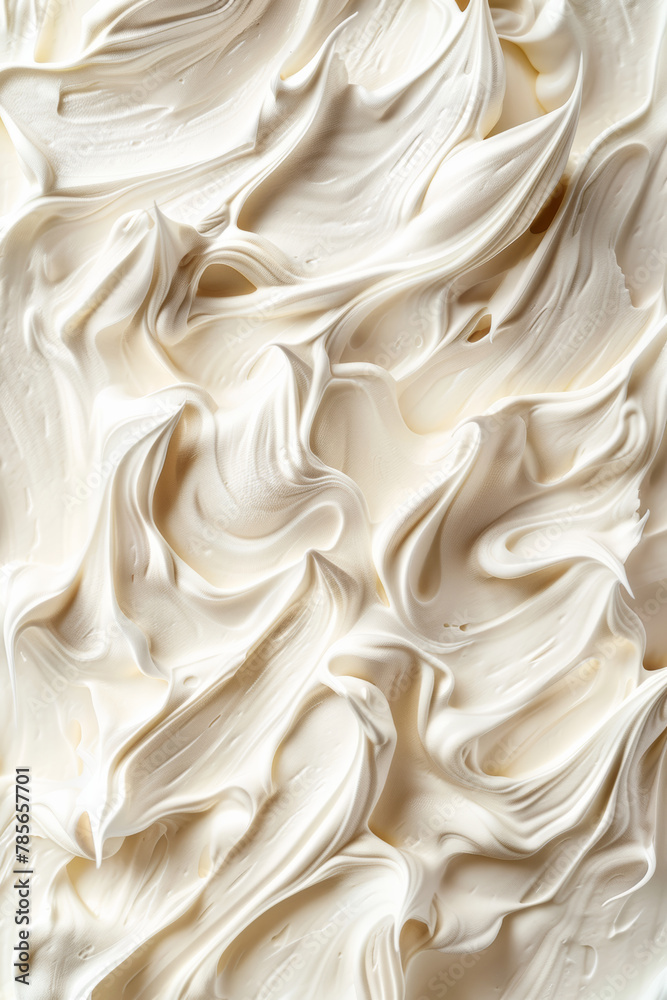 Fototapeta premium Delicious Vanilla Ice Cream Close-Up on Frosty White Background