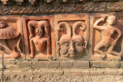 Ancient bas reliefs at Paharpur Buddhist Vihara Museum Unesco Heritage site in Joypurhat Bangladesh photo