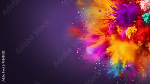 Freeze motion of colored dust explosion isolated on black background 