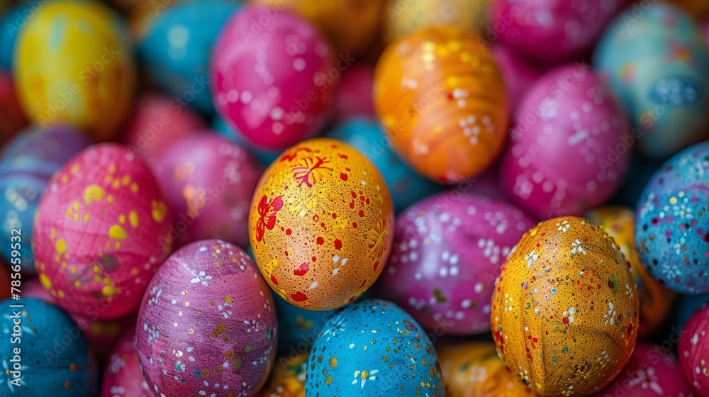 Fototapeta premium Stack of Colorful Painted Eggs