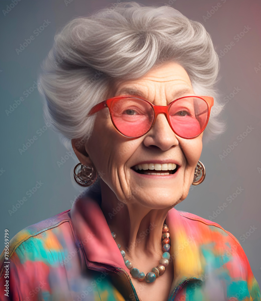 Portrait of an active bright extravagant happy elderly woman Portrait of an active bright extravagant happy elderly woman