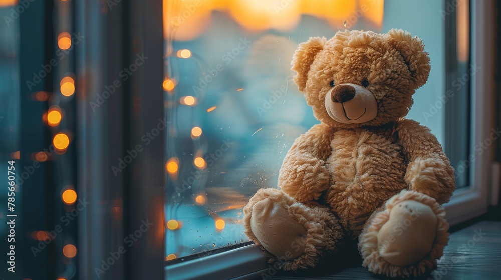 Obraz premium Bear Sitting in Front of Window