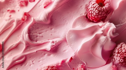 Yogurt ice cream with fruits, creme texture, top view