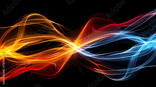 Colorful Light Trails in Motion Against Black Background
