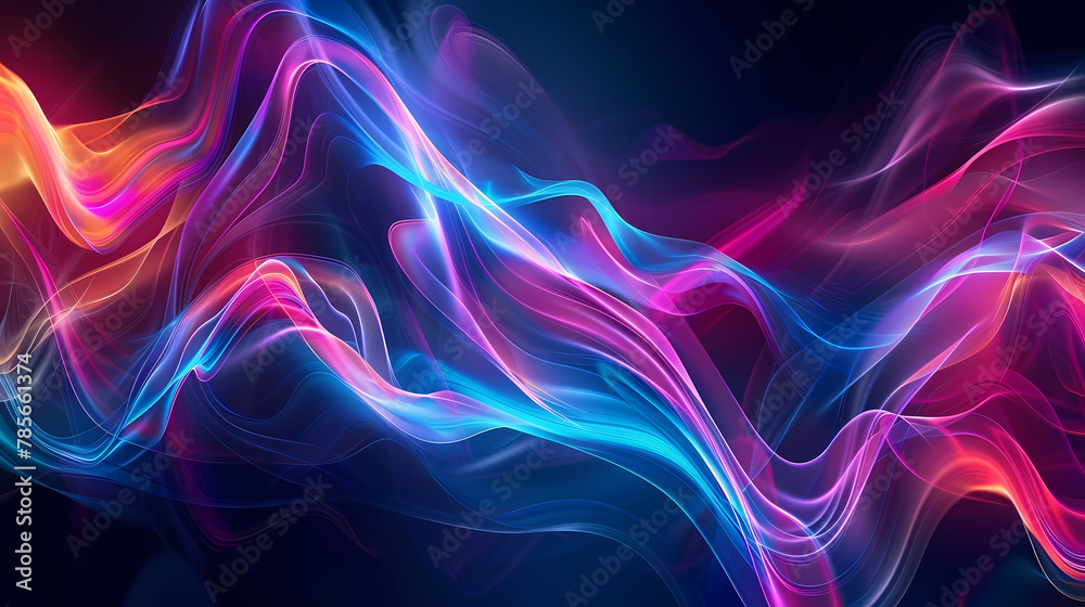 Fototapeta premium Vibrant Abstract Light Waves on Dark Background