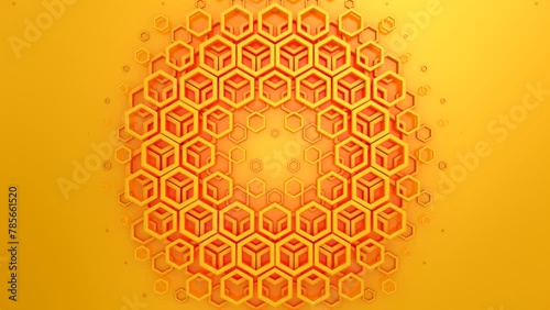 Background of Hexagons. Abstract motion, two color, 3d rendering, 4k resolution
 photo