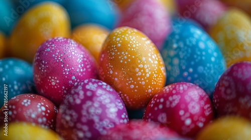 Stack of Colorful Painted Eggs