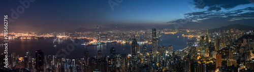 hong kong city skyline sunrise panorama