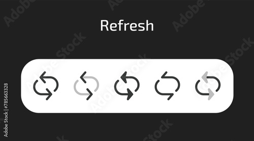 Refresh icons in 5 different styles as vector	