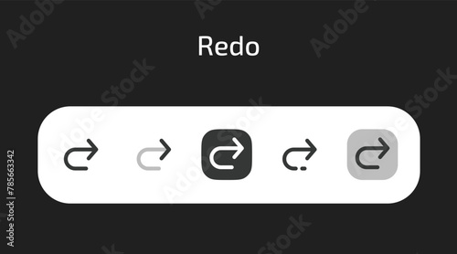 Redo icons in 5 different styles as vector	 photo