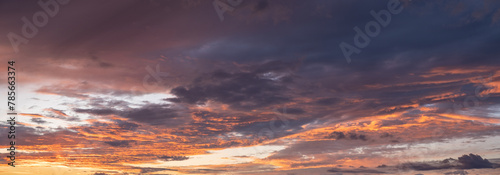 panorama of the sunset sky, colorful gentle dawn, vibrant twilight sky, high quality photo