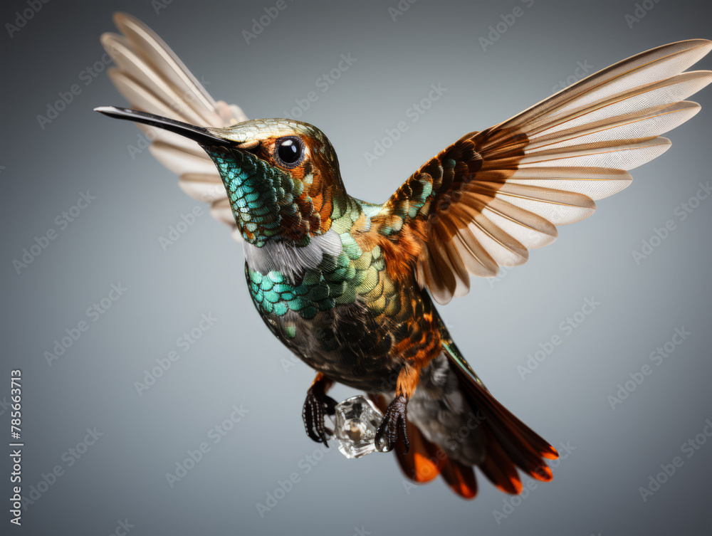 Obraz premium Stunning Hummingbird in Flight with Spread Wings