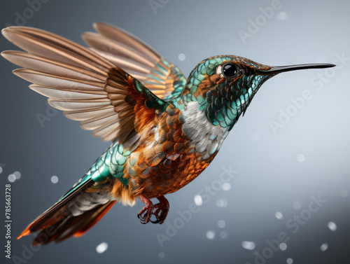 Stunning hummingbird in mid-flight with detailed feathers © arthurhidden