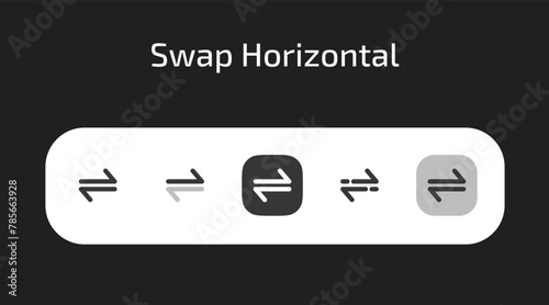 Swap Horizontal icons in 5 different styles as vector	