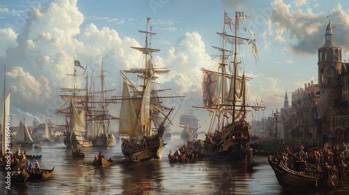 Porto comercial antigo na Europa 