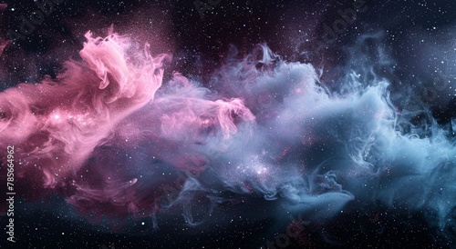 Floating Blue and Pink Cloud of Smoke