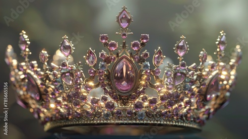Ornate Gemstone Tiara Against a Blurred Background