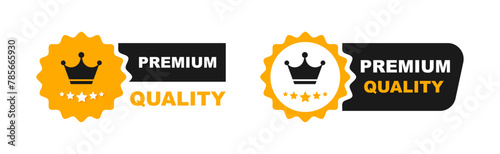 Premium Quality label. Best quality icon with crown and stars. Vector sign.