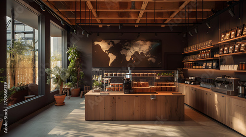 A coffee-themed boutique hotel where each room is inspired by different coffee-producing regions offering guests immersive experiences with themed decor tasting sessions and coffee workshops. photo