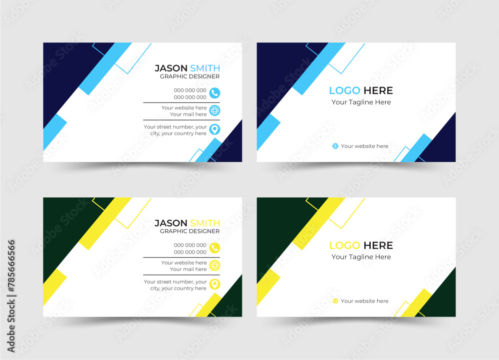 Fototapeta premium Modern business card design. Creative and clean business card template. Professional business card template, visiting card. Designed for business and corporate concept. Vector illustration design.
