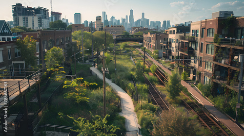 A community-driven urban renewal project transforming an abandoned rail line into a linear park and cultural trail reconnecting neighborhoods and providing a green artery for the city. photo