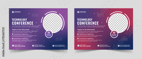 Creative technology conference event webinar flyer design template, Corporate horizontal business conference flyer template.