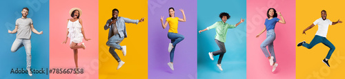 Vibrant Montage of Joyful People Dancing Against Colorful Backgrounds