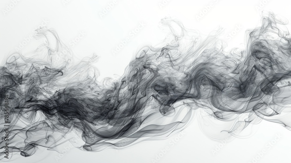 Artwork depicting smoke rising from a pipe on a white background