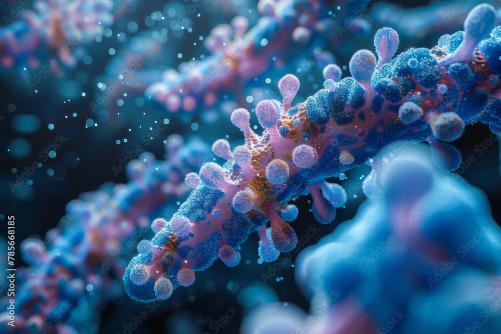 Electric blue virus art resembling a coral reef underwater Electric blue virus art resembling a coral reef underwater