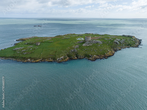 Dalkey Island and Martello tower, off the east coast of county dublin, Ireland photo