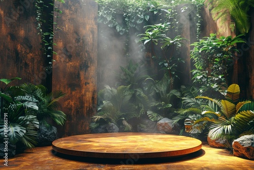 Exotic podium scene: Add visual interest to your presentations with a jungle setting