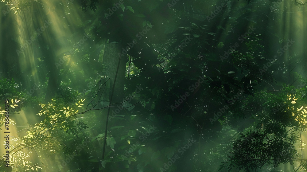 Gloomy green forest illustration