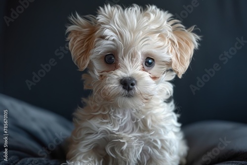 Fluffy White Puppy with Big Eyes Captivating Hearts.