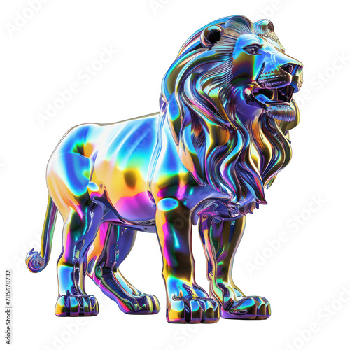 Abstract 3D lion shape featuring holographic textures © GHart