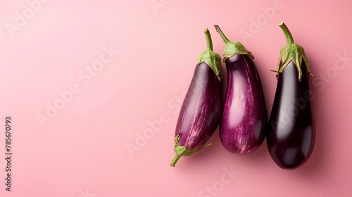 Eggplant vegetables healthy food top view on the pastel background photo