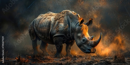 Majestic Rhinoceros Roaming the Savanna