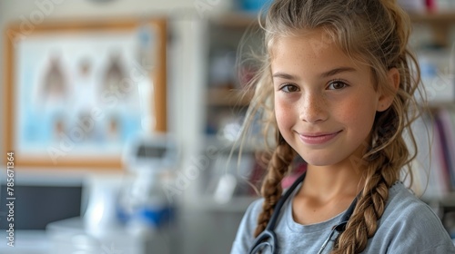 Young Girl With Braids Smiling at Camera