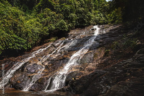 Beautiful Ton Phrai Waterfall in Rainforest of Thailand
