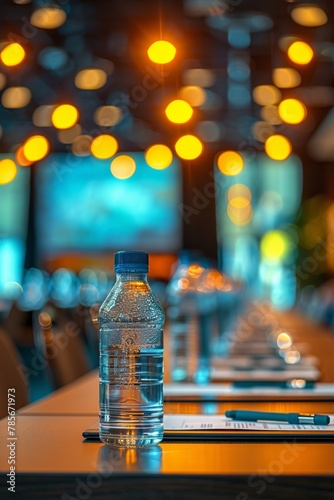 Glass Table With Water Bottle