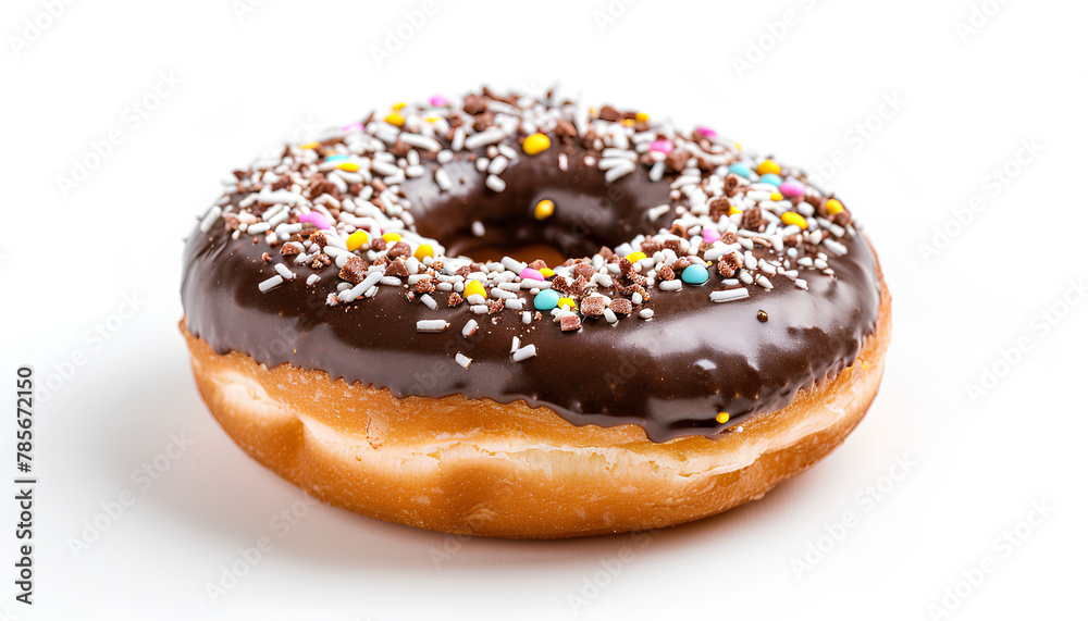 Sweet chocolate donut on white background Sweet chocolate donut on white background