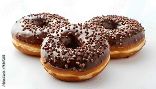 Sweet chocolate donut on white background