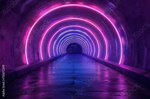 Tunnel With Purple Lights